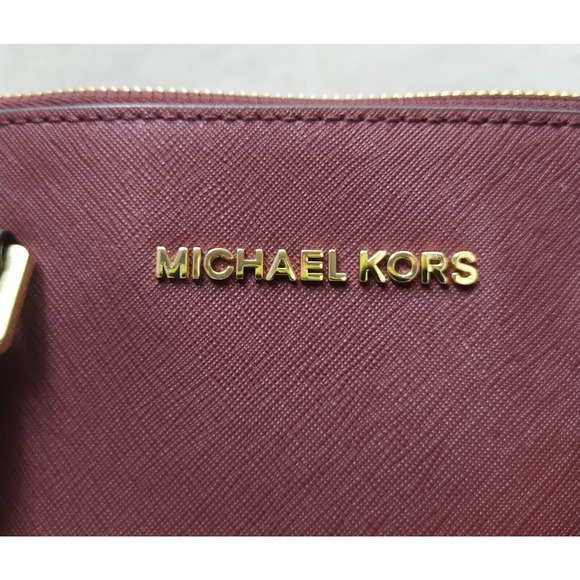 Michael Kors Sutton Maroon Leather Python Detail Carryall Satchel Shoulder Bag - Picture 3 of 16